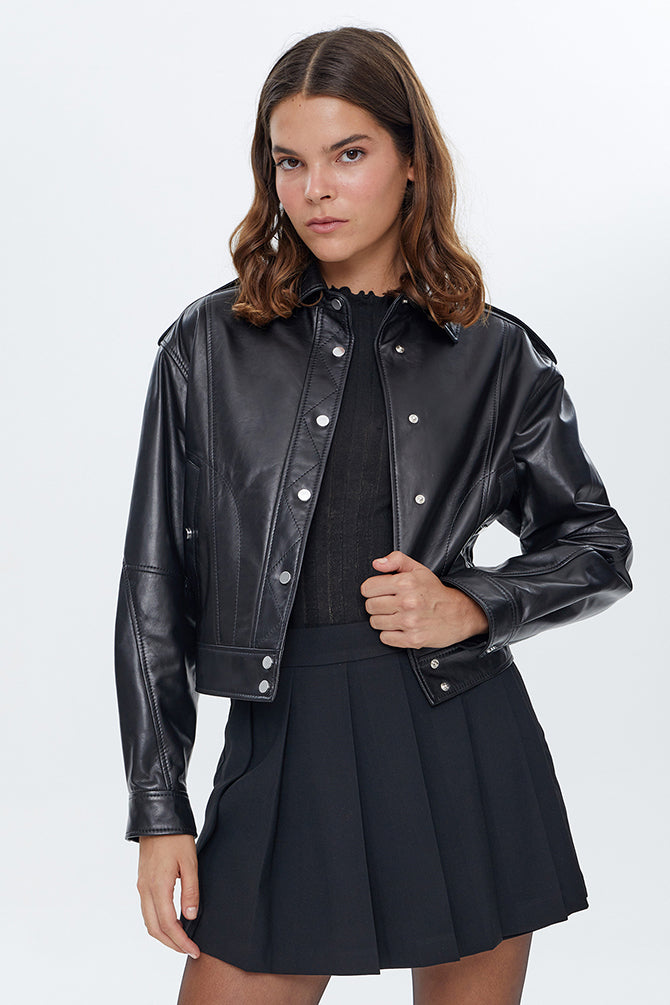 Kendal Women's Black Short Leather Jacket