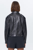 Kendal Women's Black Short Leather Jacket | Derimod
