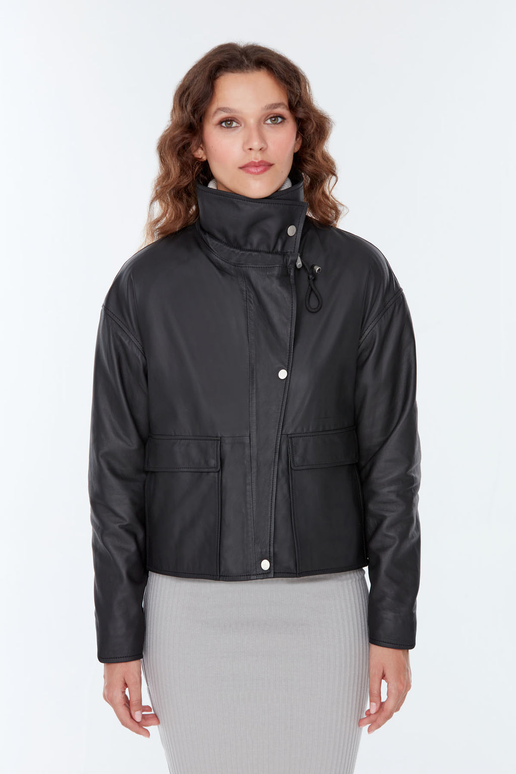 Nova Kadın Siyah Oversize Deri Ceket