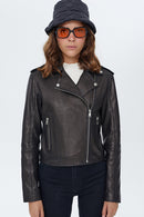 Nikita Women's Black Biker Leather Jacket | Derimod