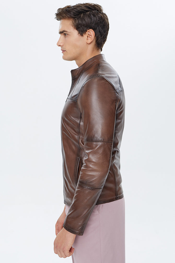 Neymar Men's Brown Leather Jacket