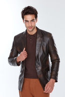 Eriksen Men's Brown Leather Jacket | Derimod