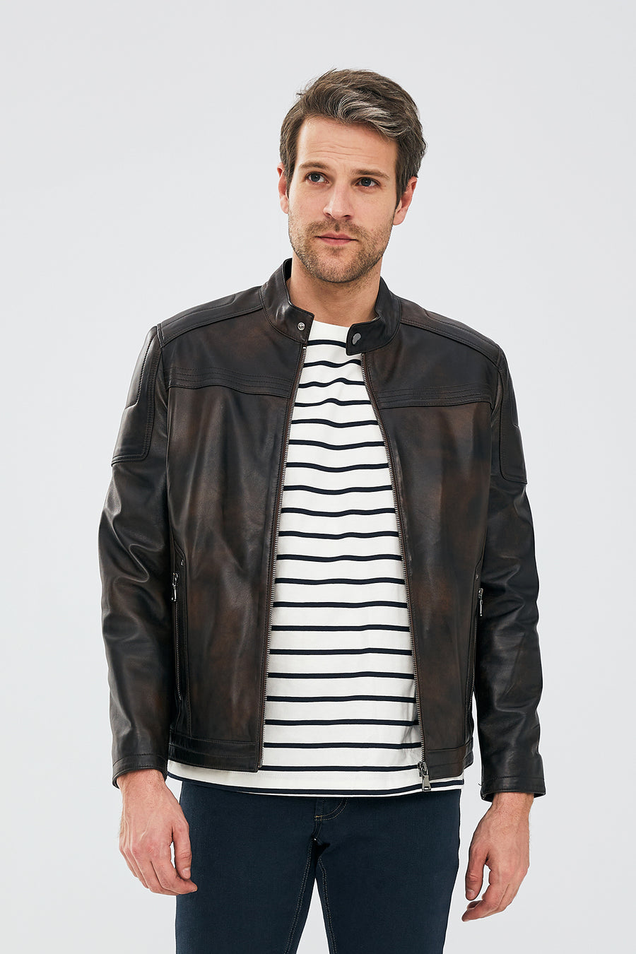 Juan Men's Brown Leather Jacket 22WGD64421K | Derimod