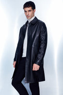De Bruyne Men's Black Long Blazer Leather Jacket | Derimod