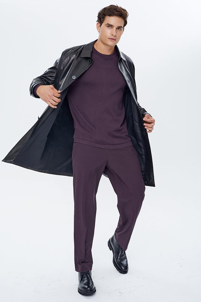 De Bruyne Men's Black Long Blazer Leather Jacket