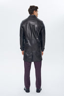 De Bruyne Men's Black Long Blazer Leather Jacket | Derimod
