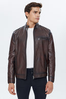 Benzema Men's Brown Leather Jacket | Derimod