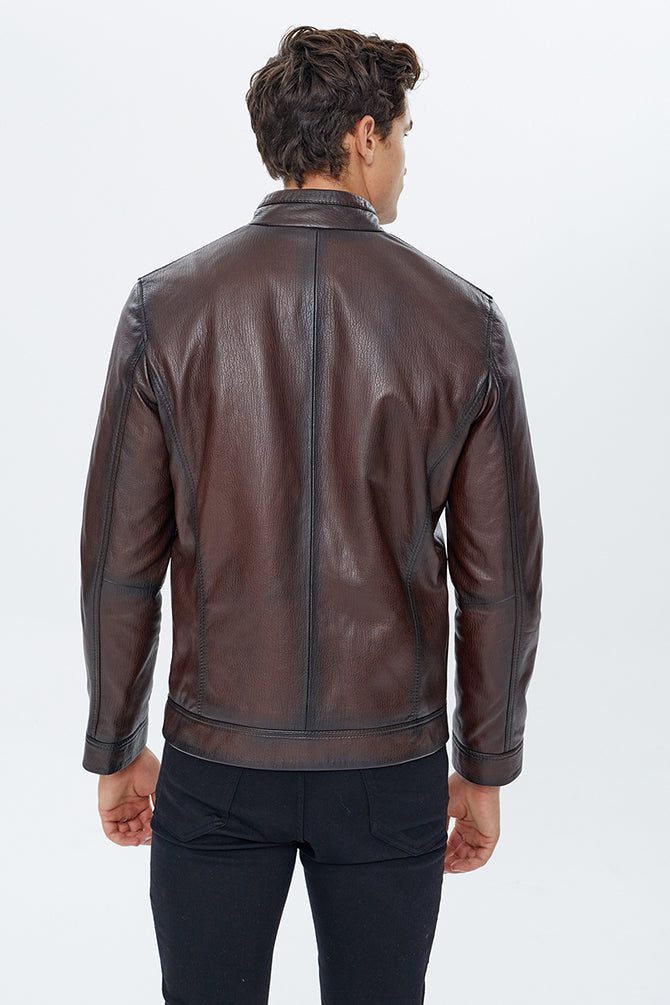 Benzema Men's Brown Leather Jacket