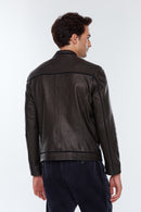 Coutinho Men's Black Leather Jacket | Derimod