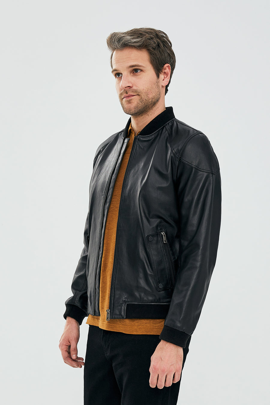Cavani Men's Black Leather Coat