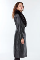 Josephine Women's Black Fur Leather Coat | Derimod