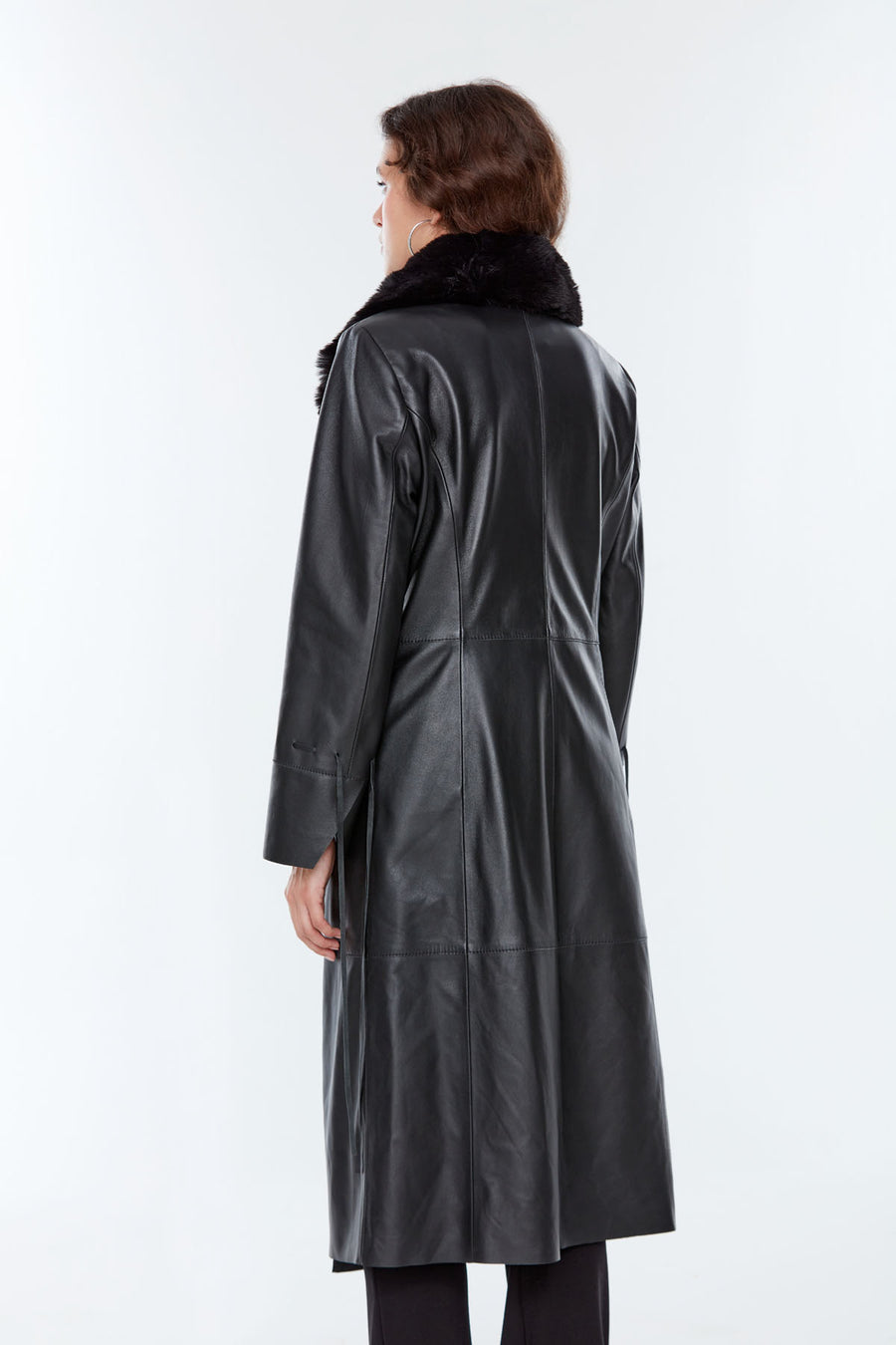 Josephine Women's Black Fur Leather Coat