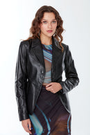 Kelly Women's Black Leather Jacket | Derimod