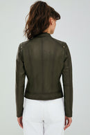 Sonia Women's Khaki Leather Jacket | Derimod