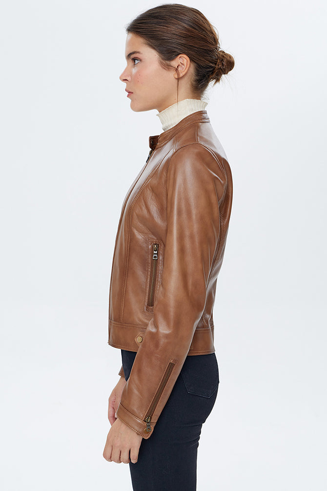 Aida Tan Women's Leather Jacket