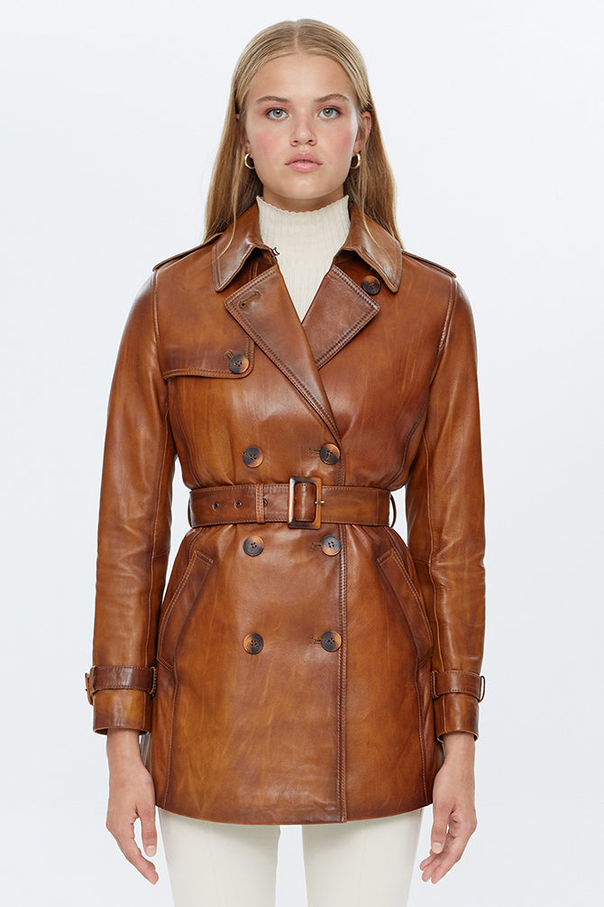 Milla Taba Women's Leather Trench Coat
