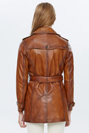 Milla Taba Women's Leather Trench Coat | Derimod