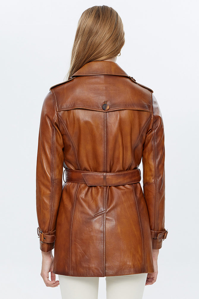 Milla Taba Women's Leather Trench Coat
