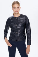 Helen Women's Black Leather Jacket | Derimod