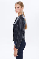 Helen Women's Black Leather Jacket | Derimod