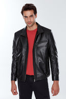 Timmoty Men's Black Leather Jacket | Derimod