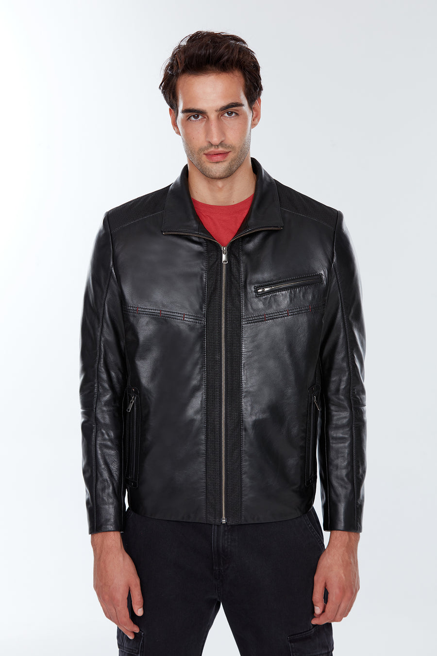 Timmoty Men's Black Leather Jacket