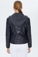 Venus Women's Black Hooded Leather Jacket | Derimod