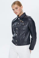 Kiss Women's Black Leather Jacket | Derimod