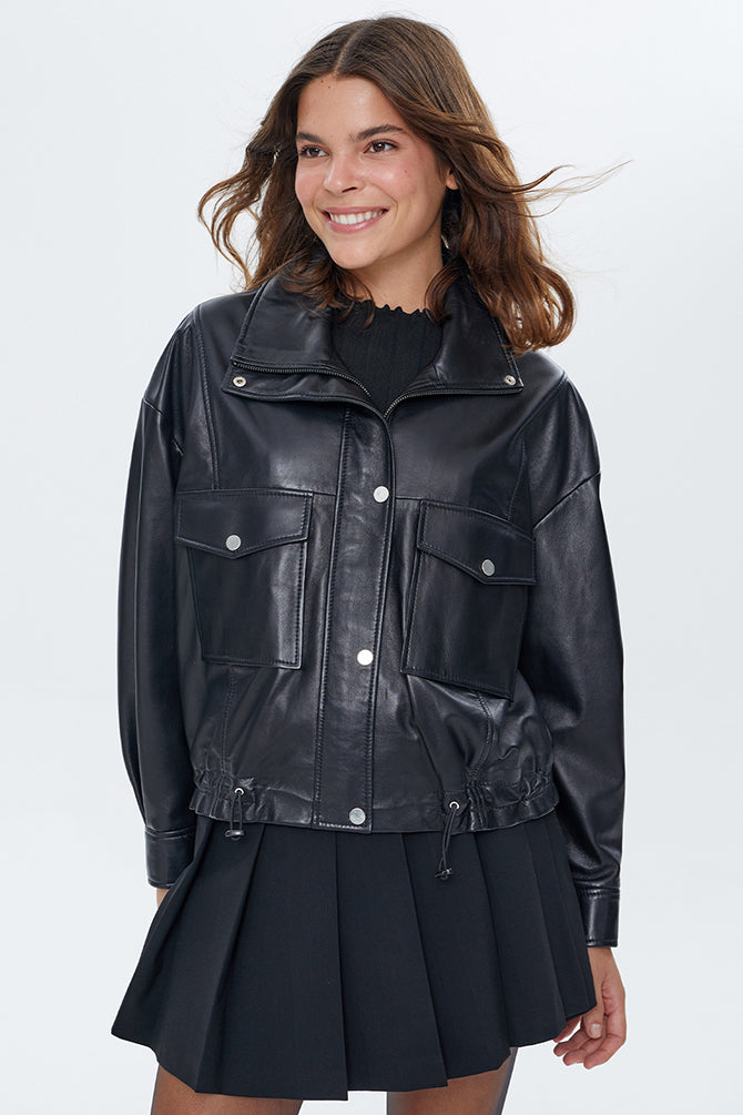 Splendid Kadın Siyah Oversize Deri Ceket
