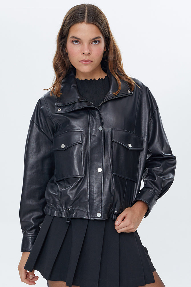 Splendid Kadın Siyah Oversize Deri Ceket