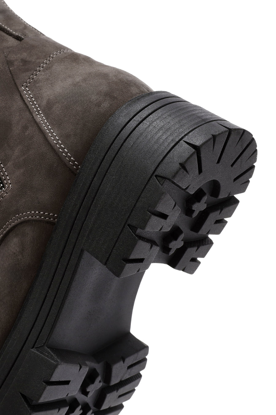 Women's Mink Lace-Up Double Zipper Detailed Thick-Soled Nubuck Leather Combat Boots