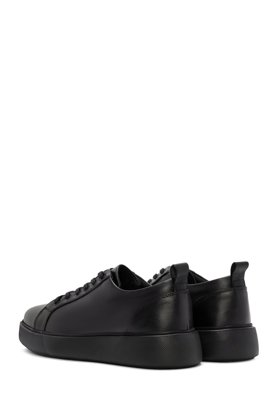 Men's Black Lace-up Leather Sneaker