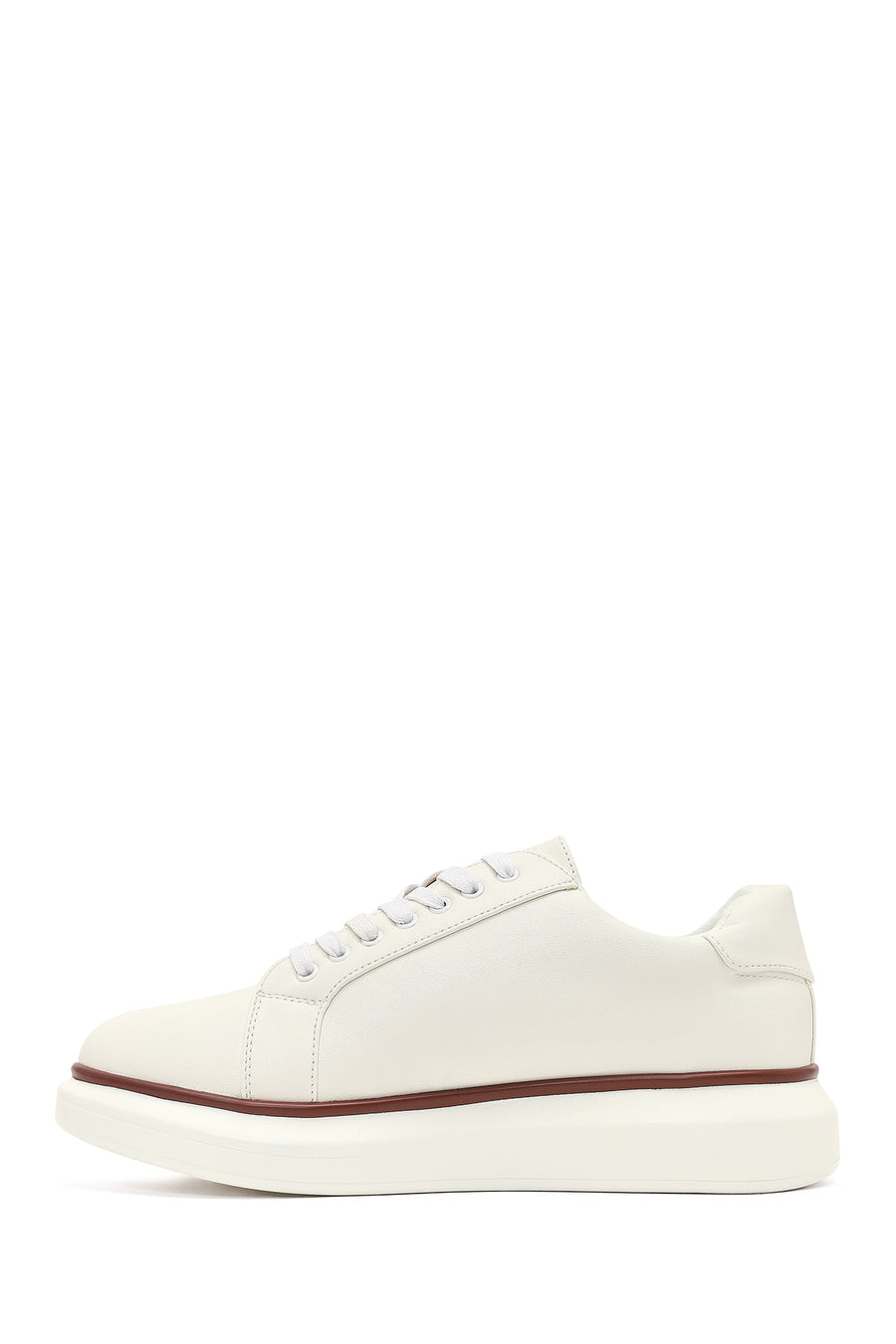 Men's White Lace-Up Thick-Soled Sneaker