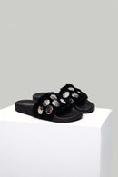 Metal Detailed Plush Women's Slippers | Derimod