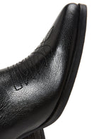 Women's Black Leather Heeled Cowboy Boots | Derimod