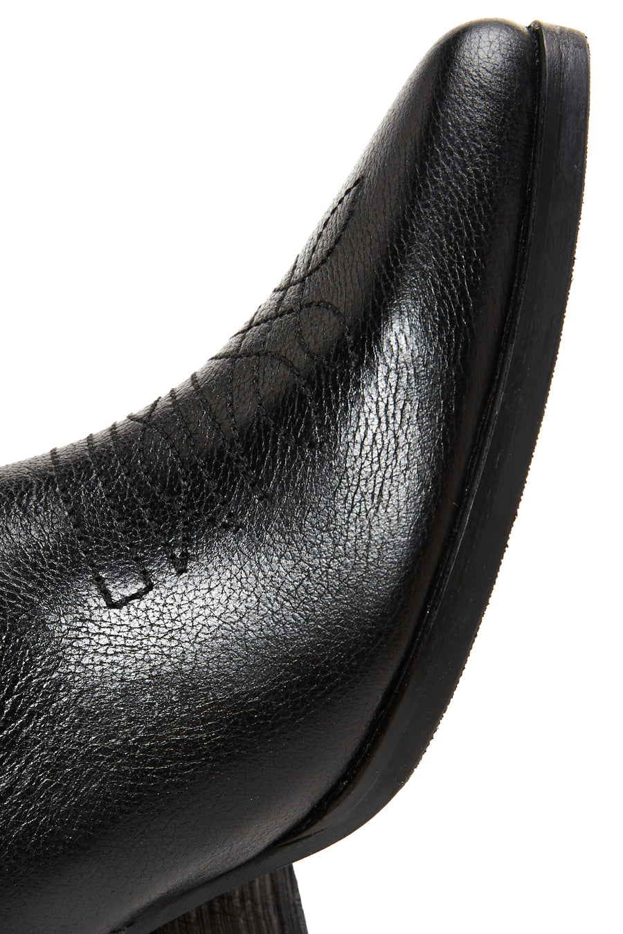 Women's Black Leather Heeled Cowboy Boots