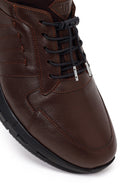 Erkek Kahverengi Bağcıklı Deri Sneaker | Derimod