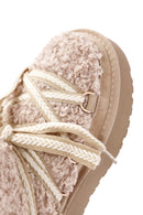 Women's Beige Thick-Soled Fur-Lined Leather Boots | Derimod