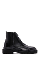 Men's Black Lace-Up Leather Zippered Casual Boots | Derimod