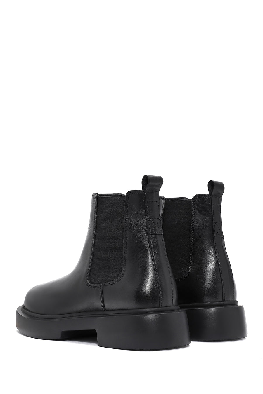 Male Black Thick-Soled Leather Chelsea Boots