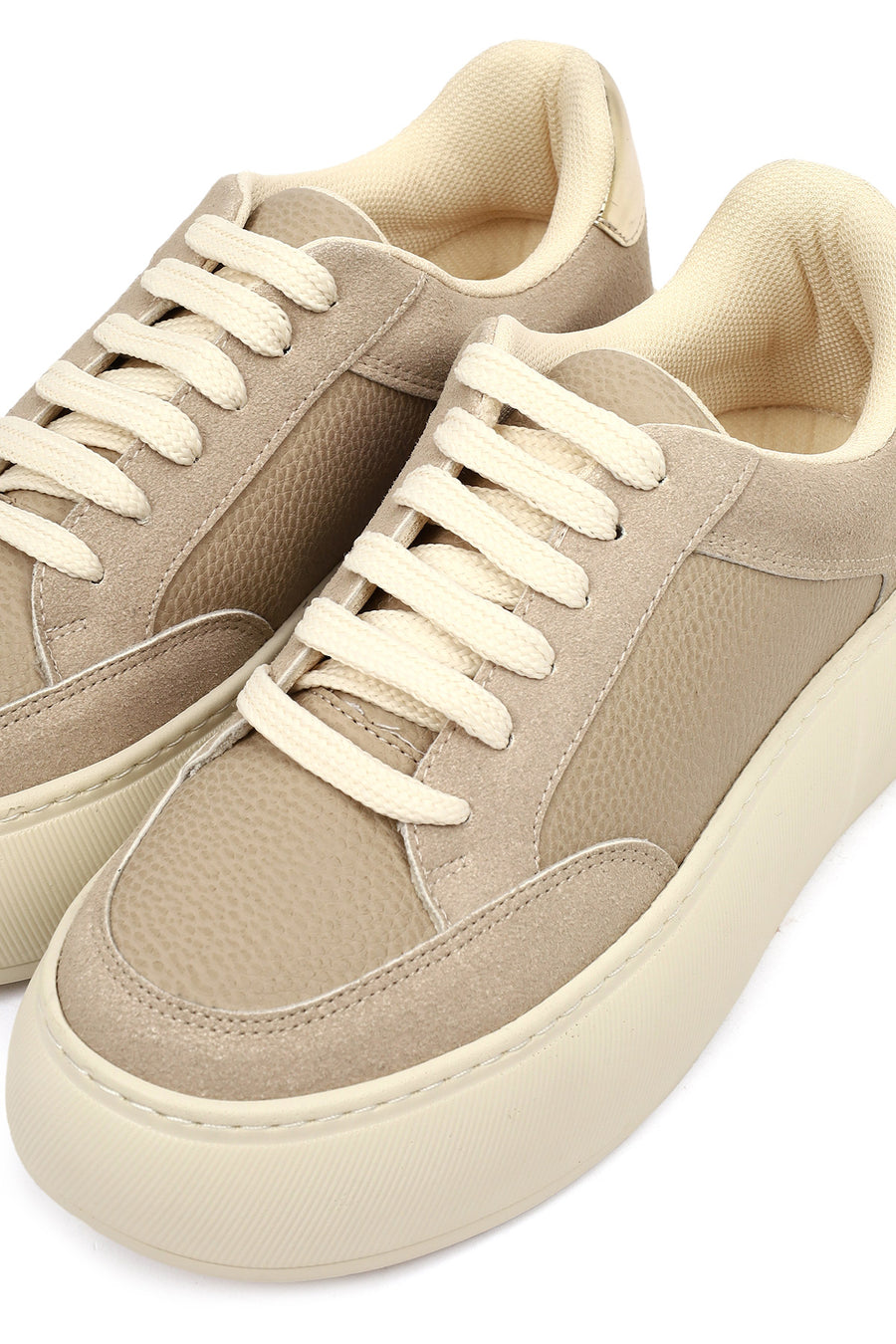 Women's Taupe Lace-Up Thick-Soled Sneaker
