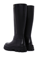 Women's Black Thick Soled Zippered Leather Boots | Derimod