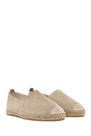 Women's Beige Suede Leather Espadrille | Derimod