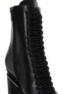 Woman Black Zippered Chunky Heels Leather Boat | Derimod