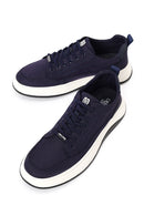 Male Navy Lace-up Fabric Sneaker | Derimod