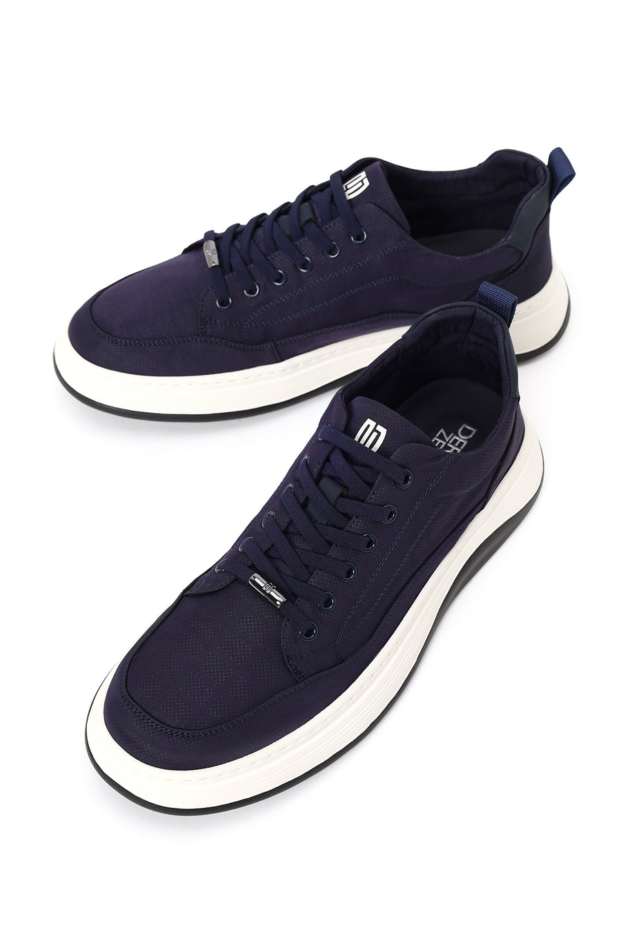 Male Navy Lace-up Fabric Sneaker