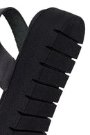 Woman Black Strappy Thick-Soled Braided Leather Bodrum Sandal | Derimod