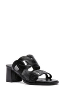 Women's Black Thick Heeled Slippers | Derimod