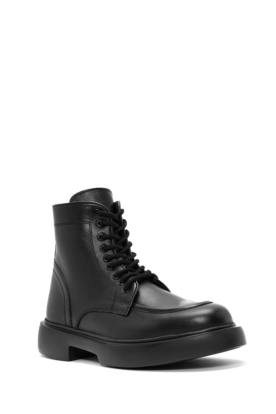 
Men's Black Lace-Up Zipper Detailed Leather Casual Boot
