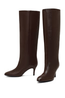 Woman Brown Thin-Heeled Leather Boots | Derimod
